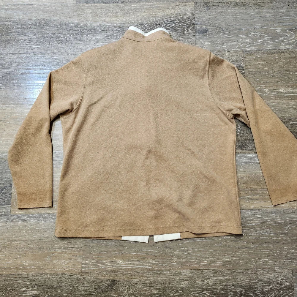 TanJay Tan and White Zip-Up Blazer Vintage 90s Or 80s Shoulder Pads Boxy Canada - Picture 3 of 4